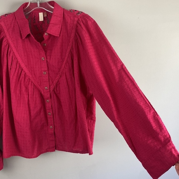 Anthropologie Pilcro Lace Back Western Buttondown Size Medium - Picture 5 of 16